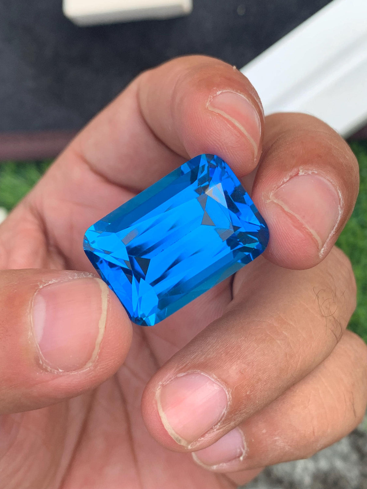 Electric Blue Topaz Gemstone: 49.50 CT Cushion Cut, Loupe Clean