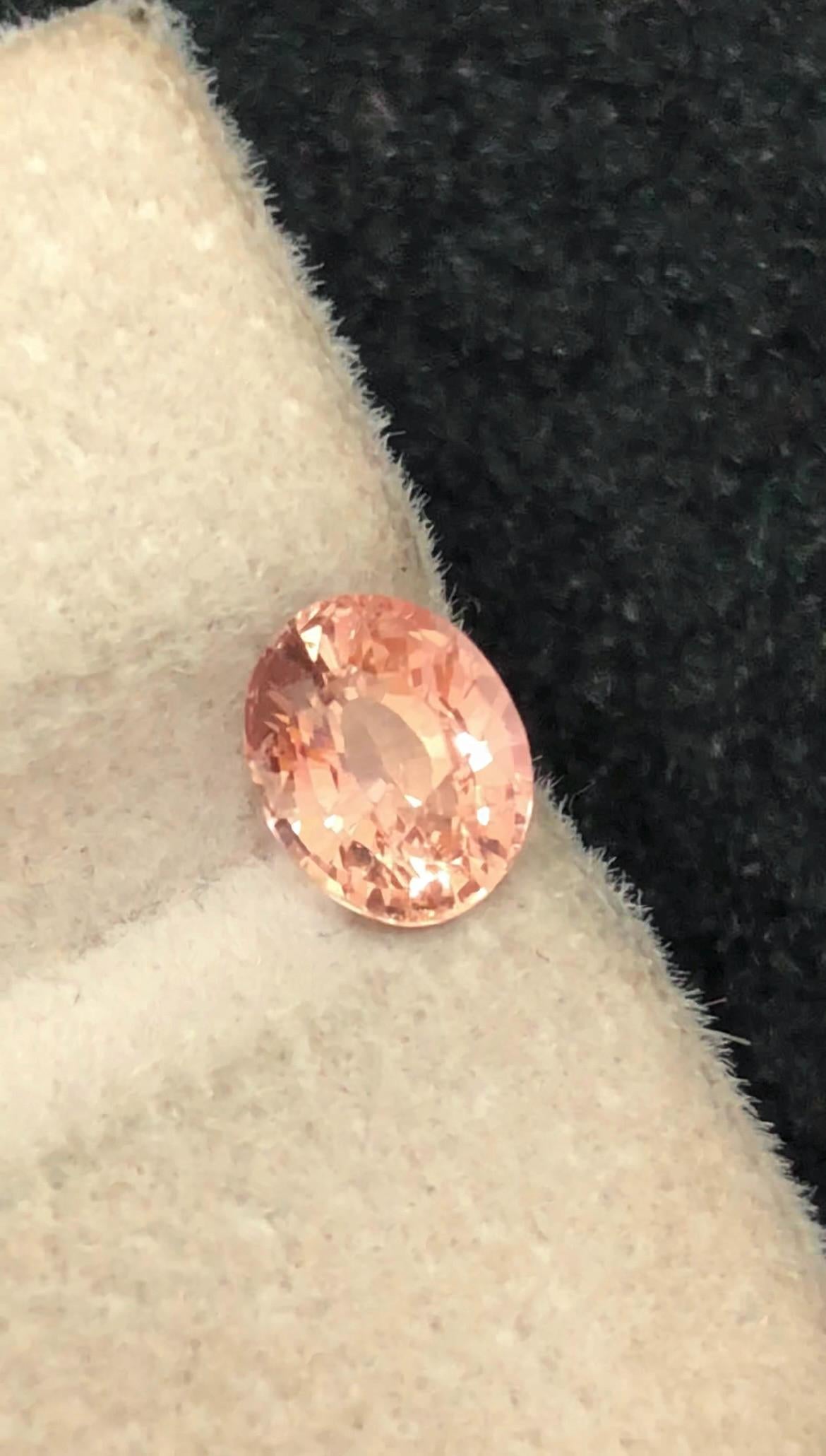 Padparadscha Sapphire 1.03 ct Oval Cut Madagascar  – Vibrant Light Orange-Pink Glow With Certificate
