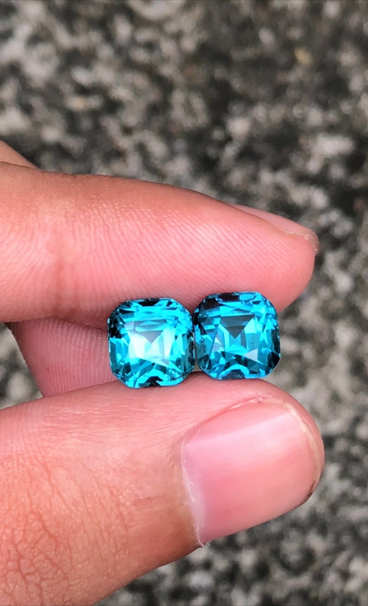 Lagoon Blue Tourmaline Stone Pair: Cushion Cut October Birthstone, 6.90 CT