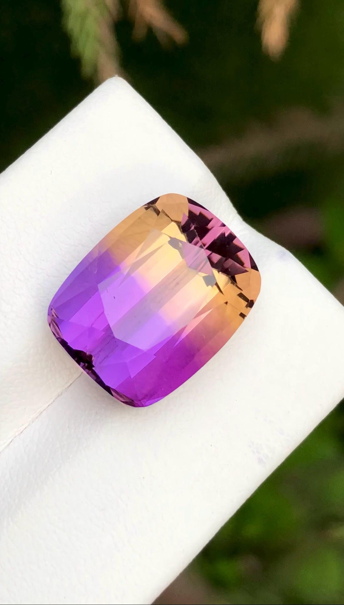Bi-Color Ametrine 14.55 Ct Cushion Cut – Gemstone from Brazil