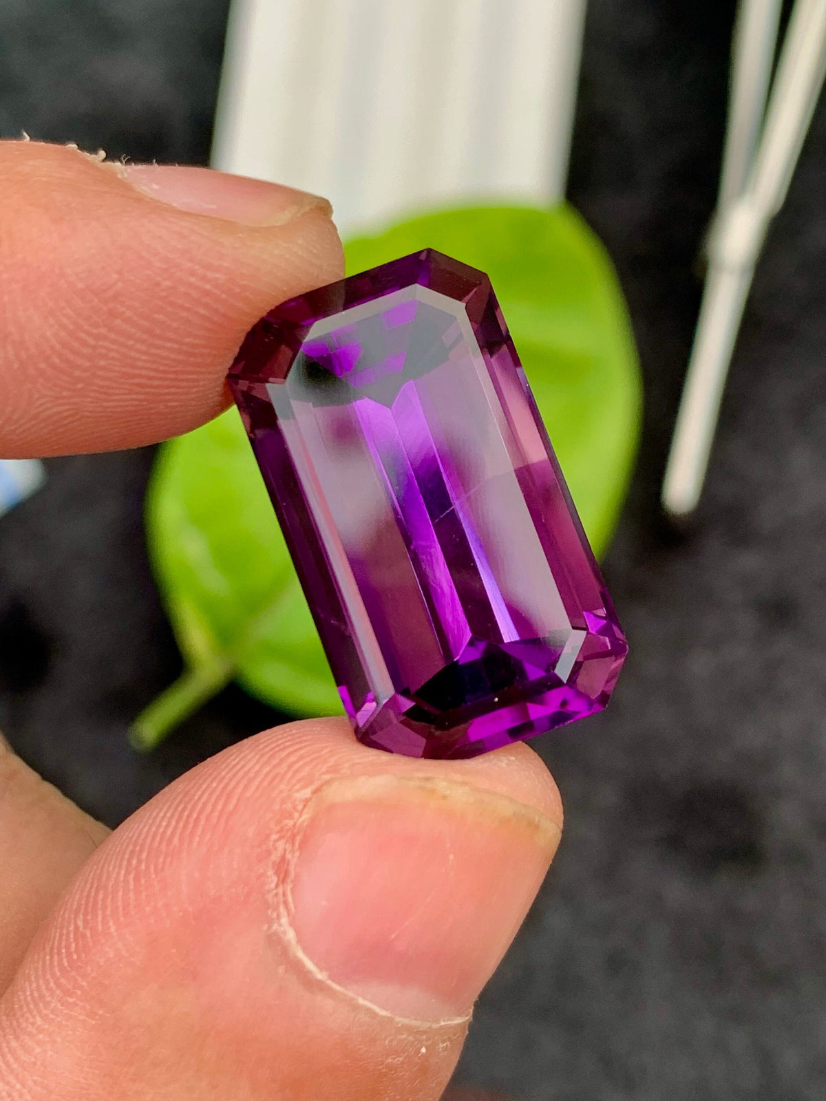 Emerald Cut Amethyst Gemstone: Deep Purple Loose Stone, 22.35 CT