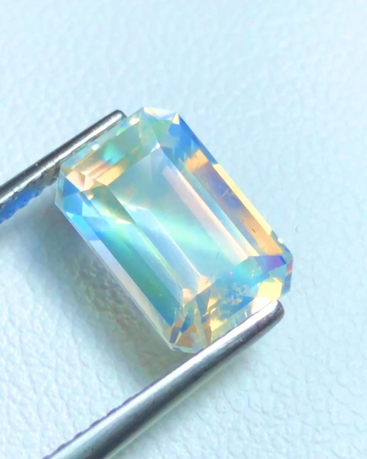 Rainbow Moonstone 3.29ct Emerald Cut Loose Gemstone – Madagascar
