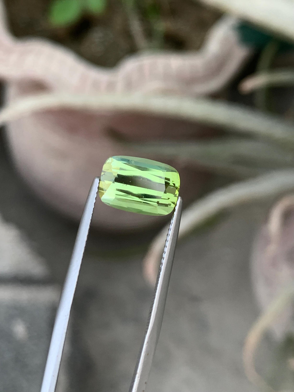 Lime Green Tourmaline Gemstone: 4.95 CT Faceted Cushion Cut