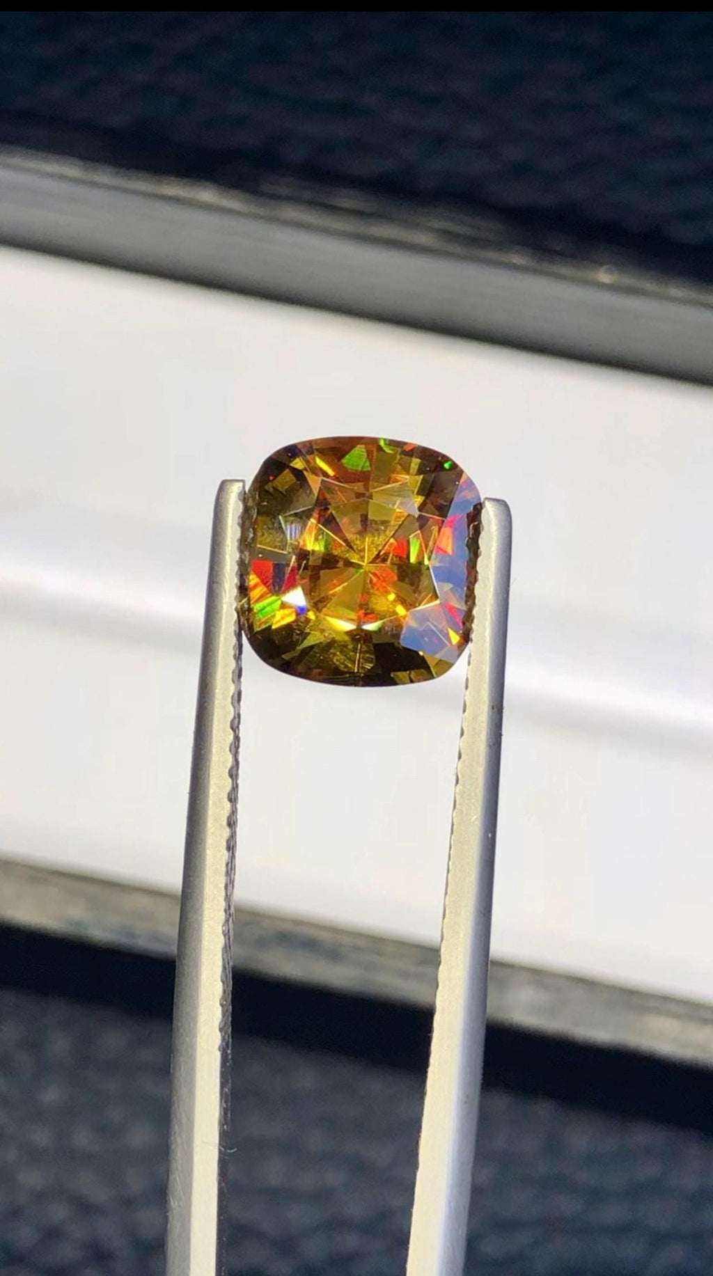 3.50 CT Cushion Cut Sphene Gemstone: Yellow/Red/Orange Titanite