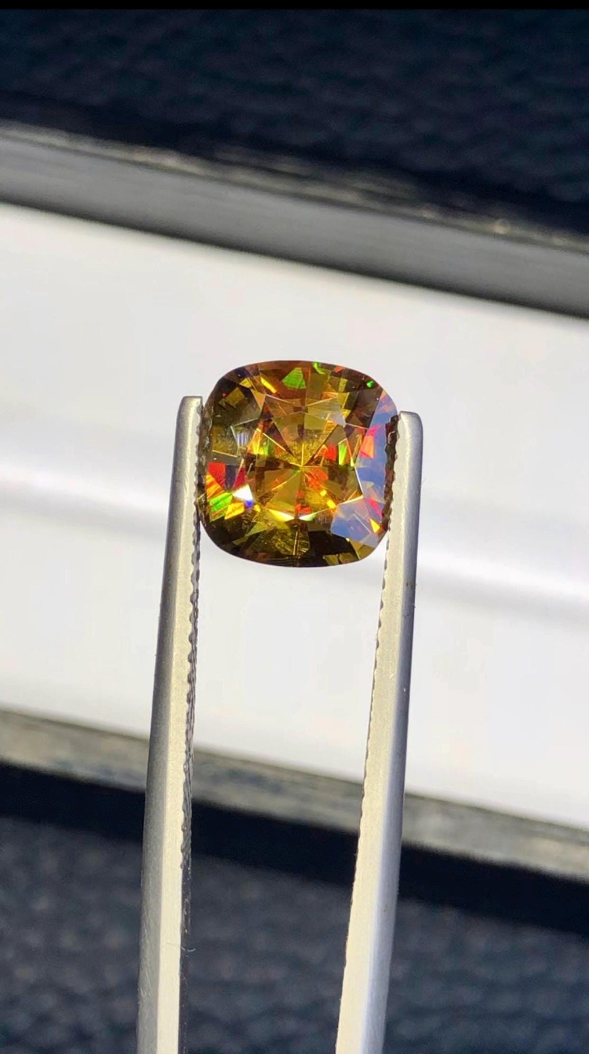 3.50 CT Cushion Cut Sphene Gemstone: Yellow/Red/Orange Titanite