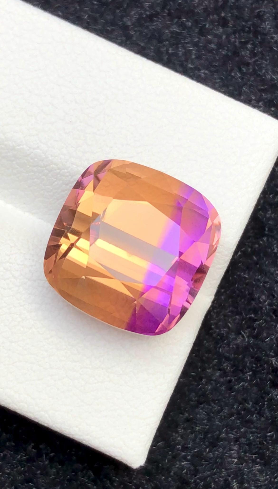 Bi-Color Ametrine 11.70 ct Cushion Cut – Gemstone from Brazil