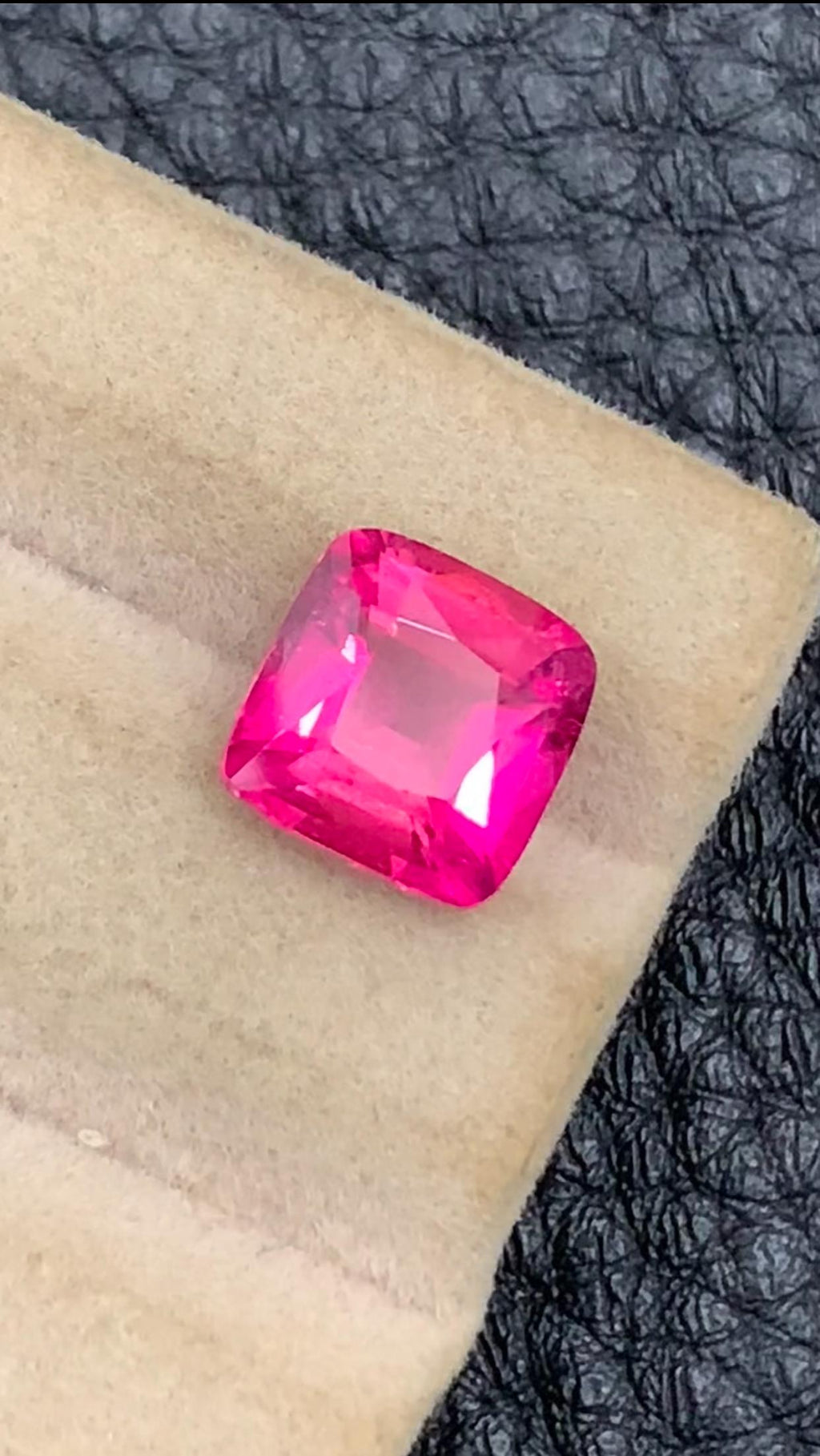 Rubellite Tourmaline Gemstone: 2.70 CT Deep Reddish Pink Cushion Cut