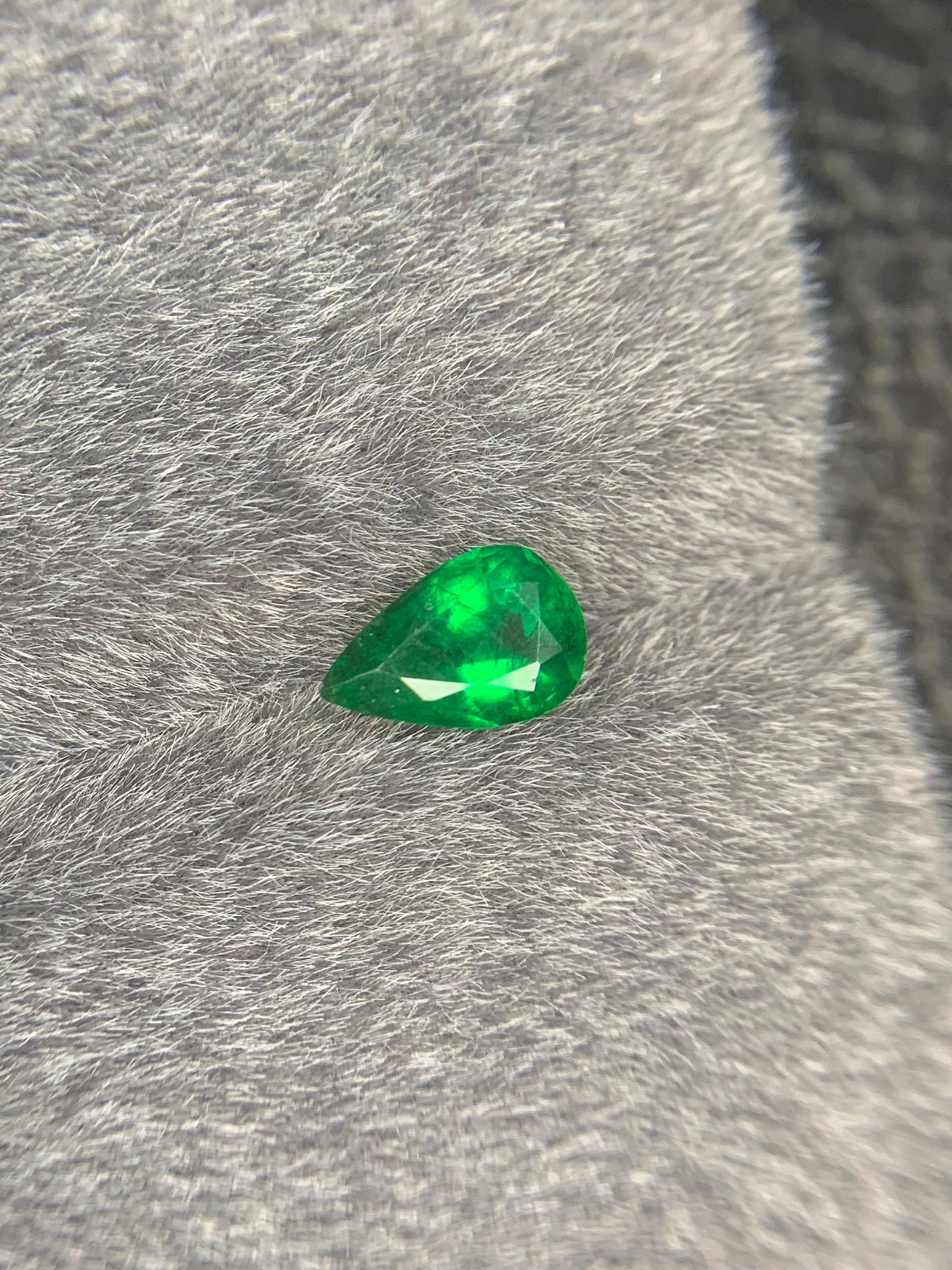 Zambia Emerald Gemstone: 1.57 CT Pear Cut, Vivid Green