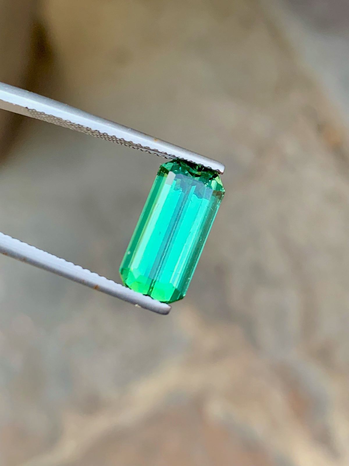 Bluish Green Tourmaline Gemstone: Emerald Cut, 5.10 CT Loose Elbaite Stone
