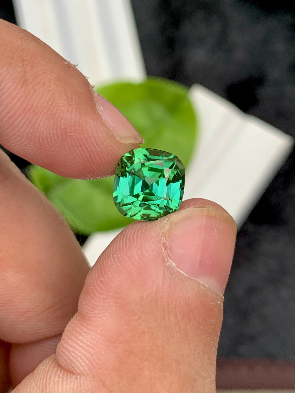 Green Tourmaline Gemstone: 5.85 CT Flawless Cushion Cut, Afghanistan