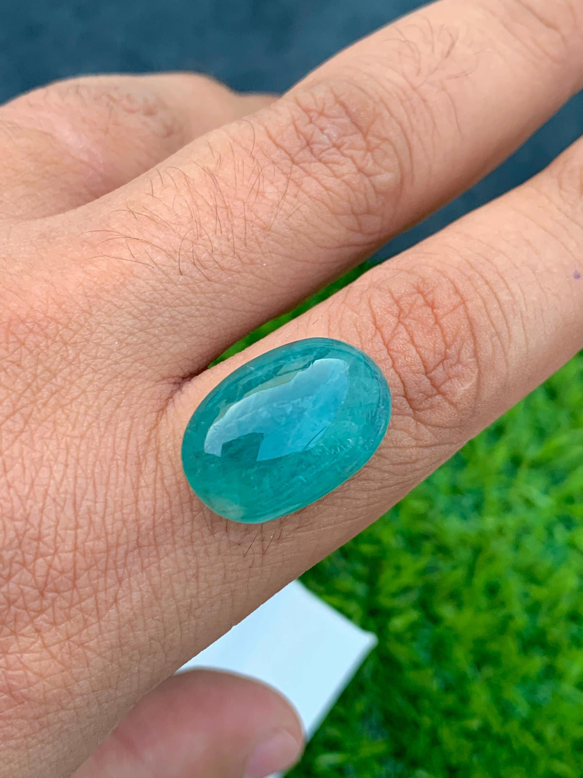 Grandidierite Gemstone Cabochon: Bluish Green, Rare Madagascar Stone, 15.30 Carats