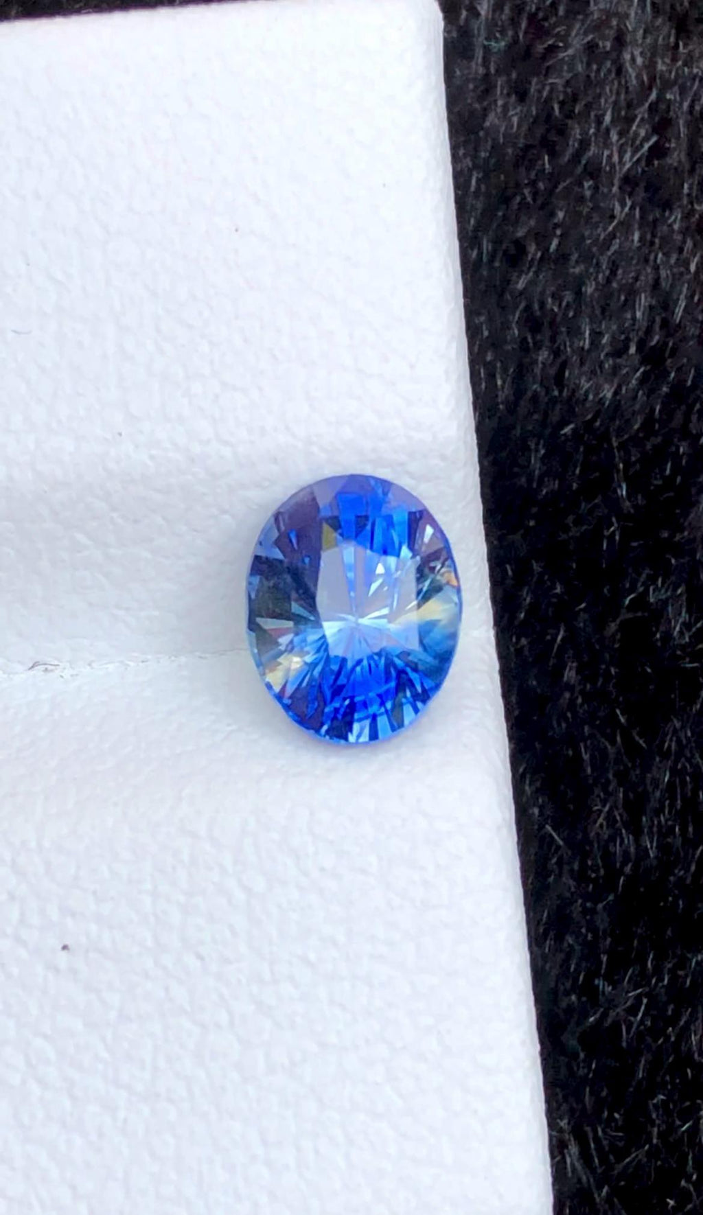 Bi-Color Blue Sapphire 1.30 Ct Oval Cut – Certified Ceylon Sapphire from Sri Lanka