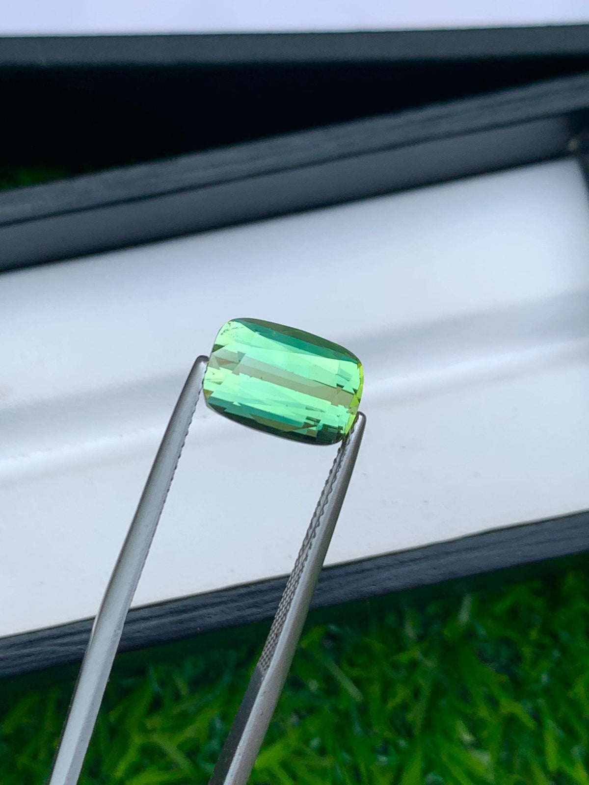 Lime Green Tourmaline Gemstone: 4.95 CT Faceted Cushion Cut