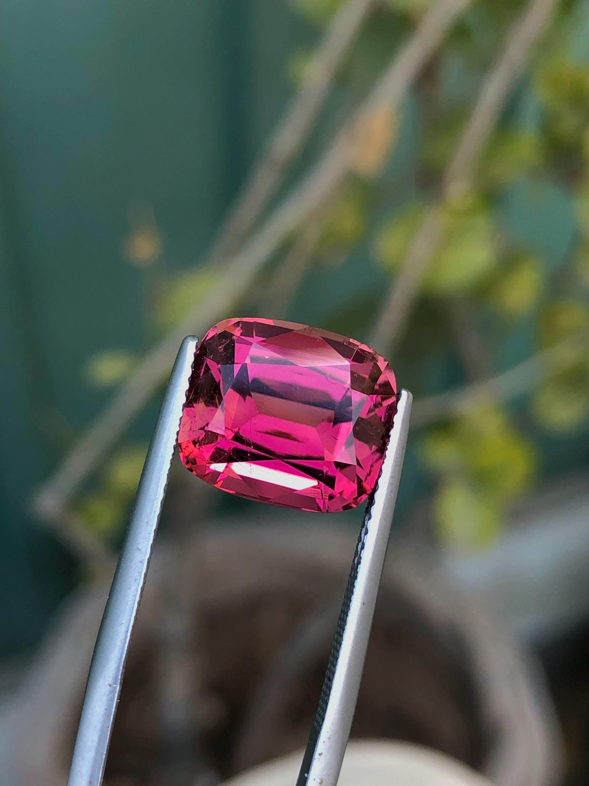 Reddish Pink Tourmaline Gemstone: 9.30 CT Cushion Cut, Afghanistan