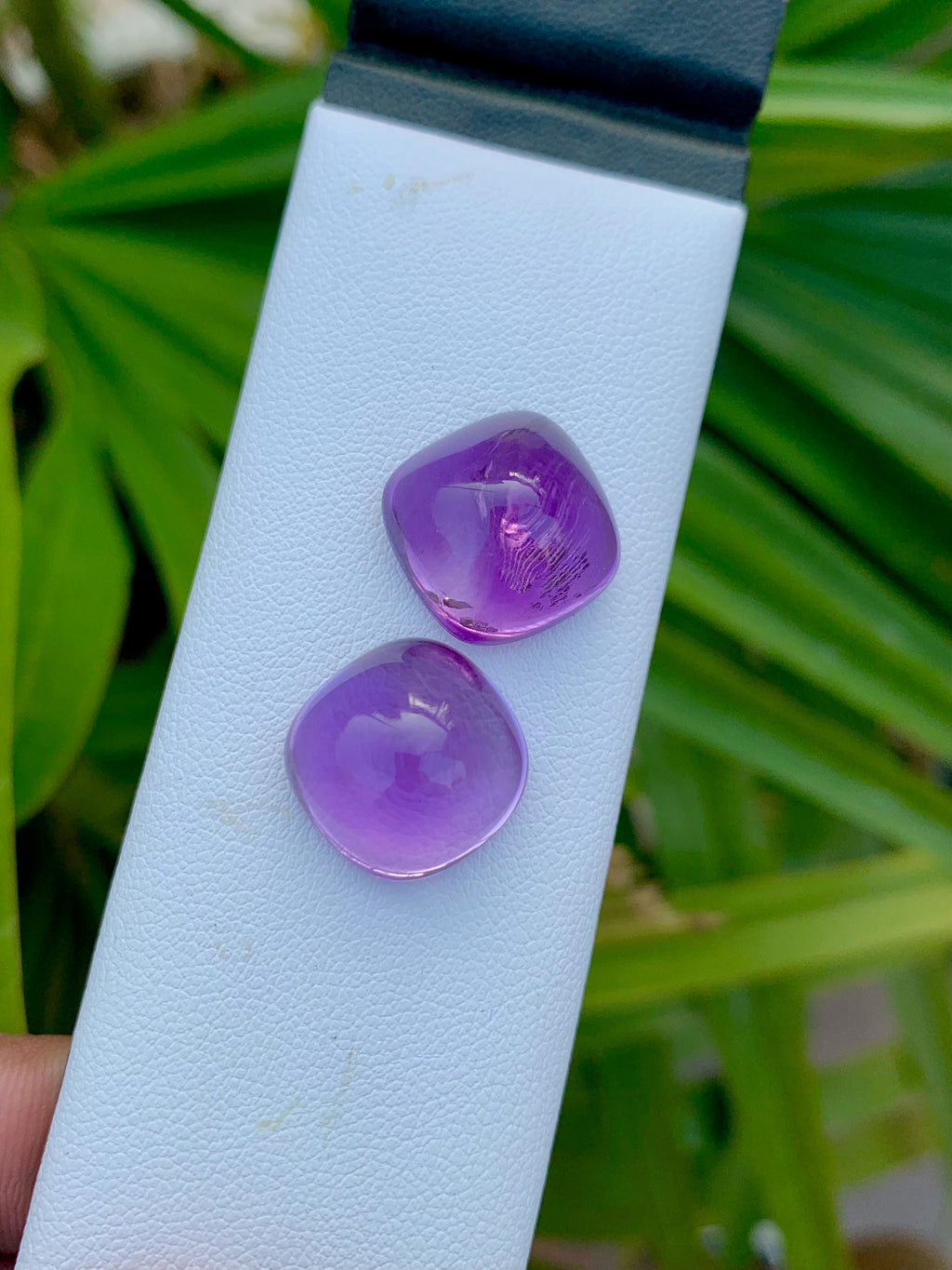 Deep Purple Amethyst Cabochon Pair: Fine Gemstone, 25.55 Carat