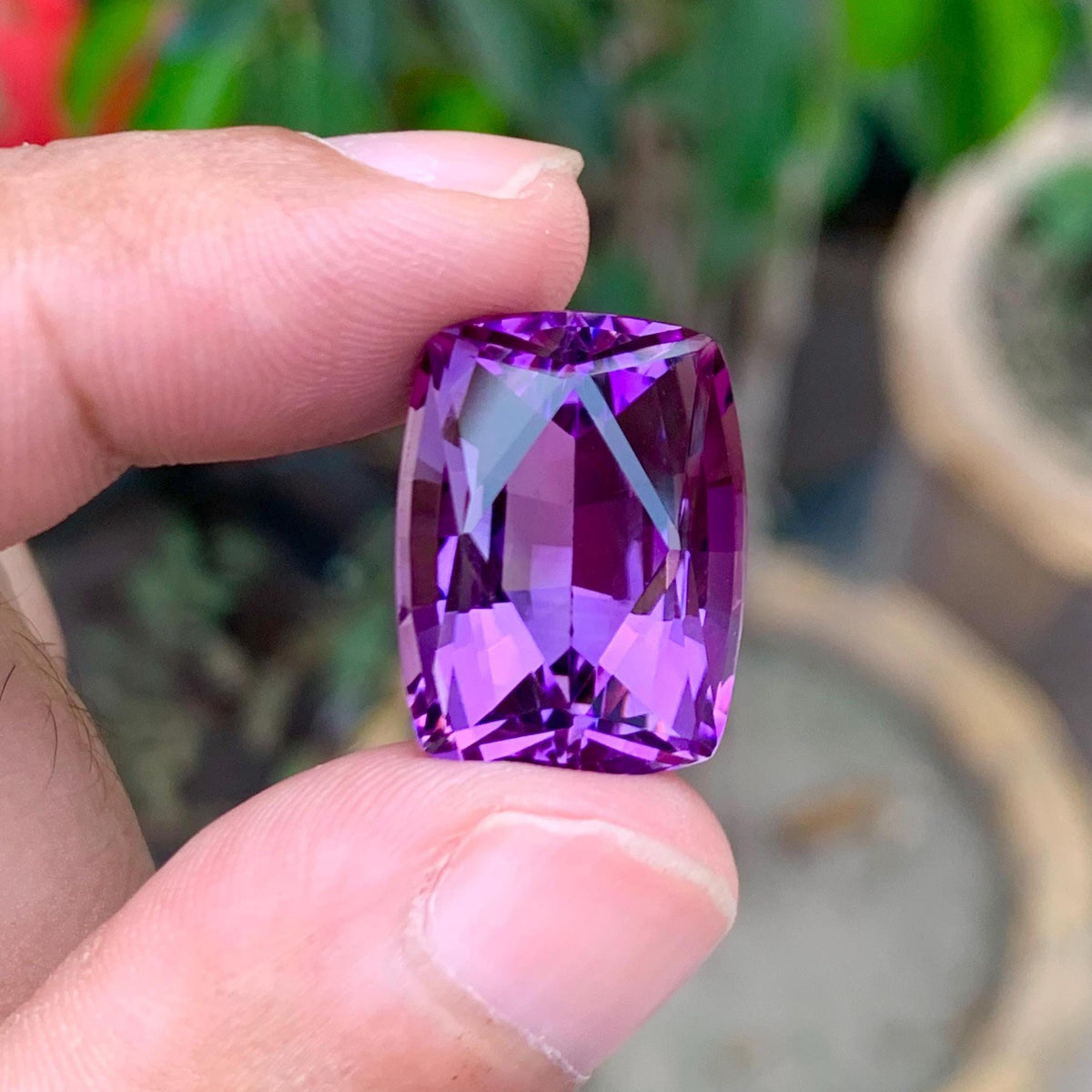 Amethyst 22.95ct Fancy Rectangular Cut from Brazil – Deep Purple Collector Gemstone