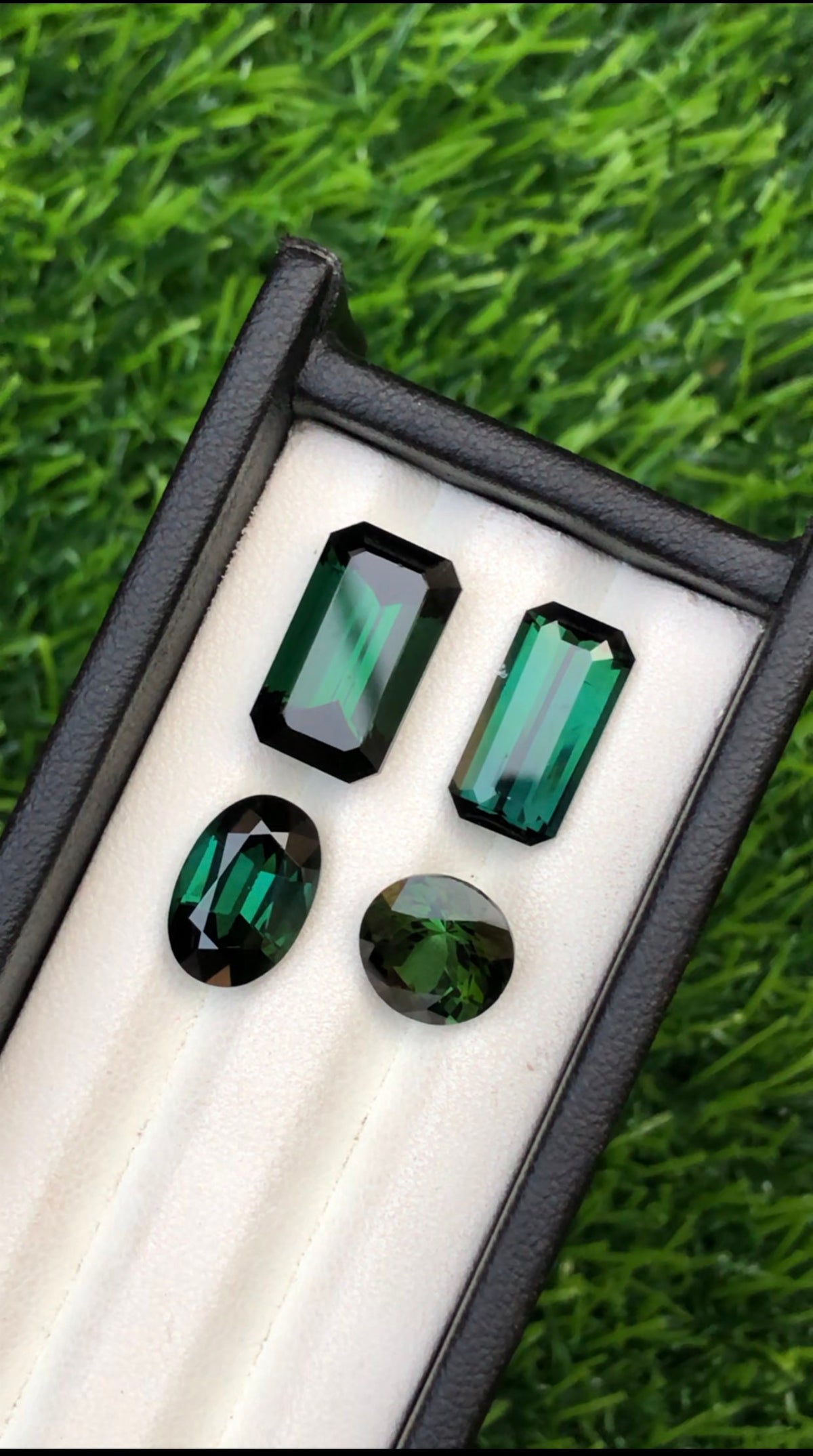 Moss Green Tourmaline Gemstone Lot: Mixed Cut, 20.5 Carats (4 Pieces)