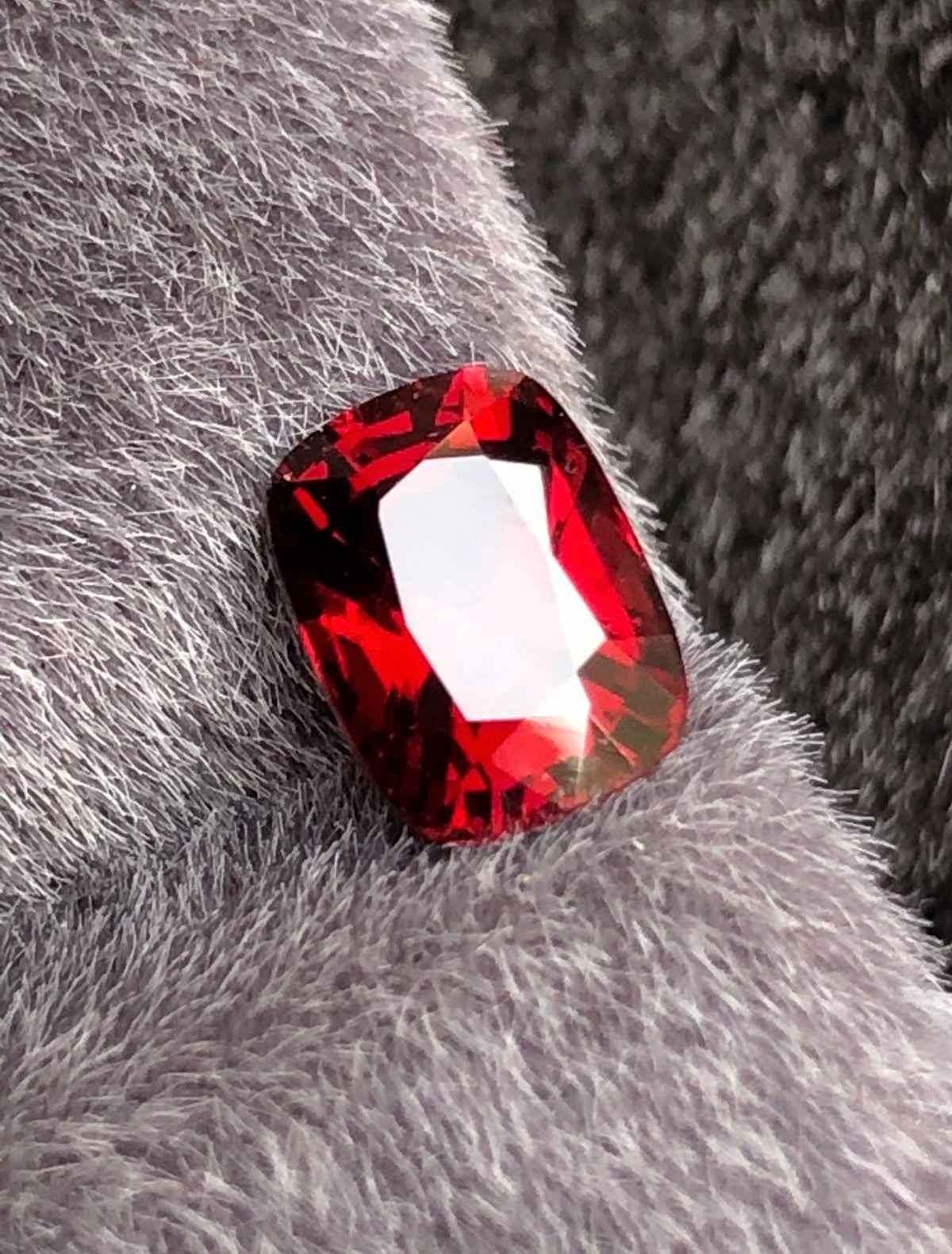 Vivid Red Spinel 1.58ct Step Cushion Cut - Burma Gemstone Loose Stone