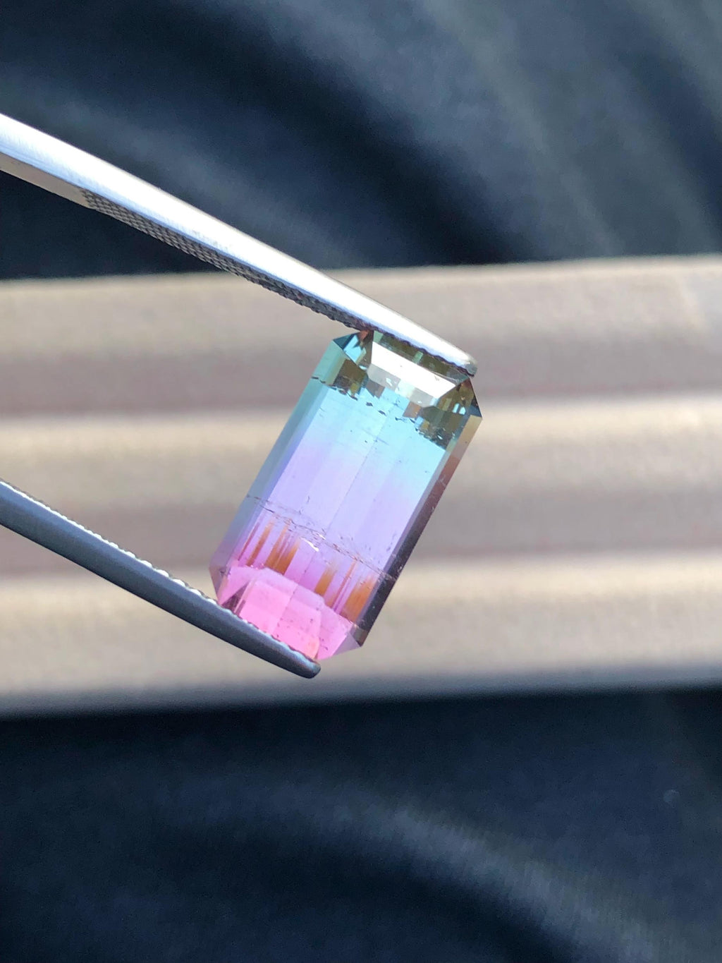 Emerald Cut Bi-Color Tourmaline Gemstone: 6.90 CT, Afghanistan Origin