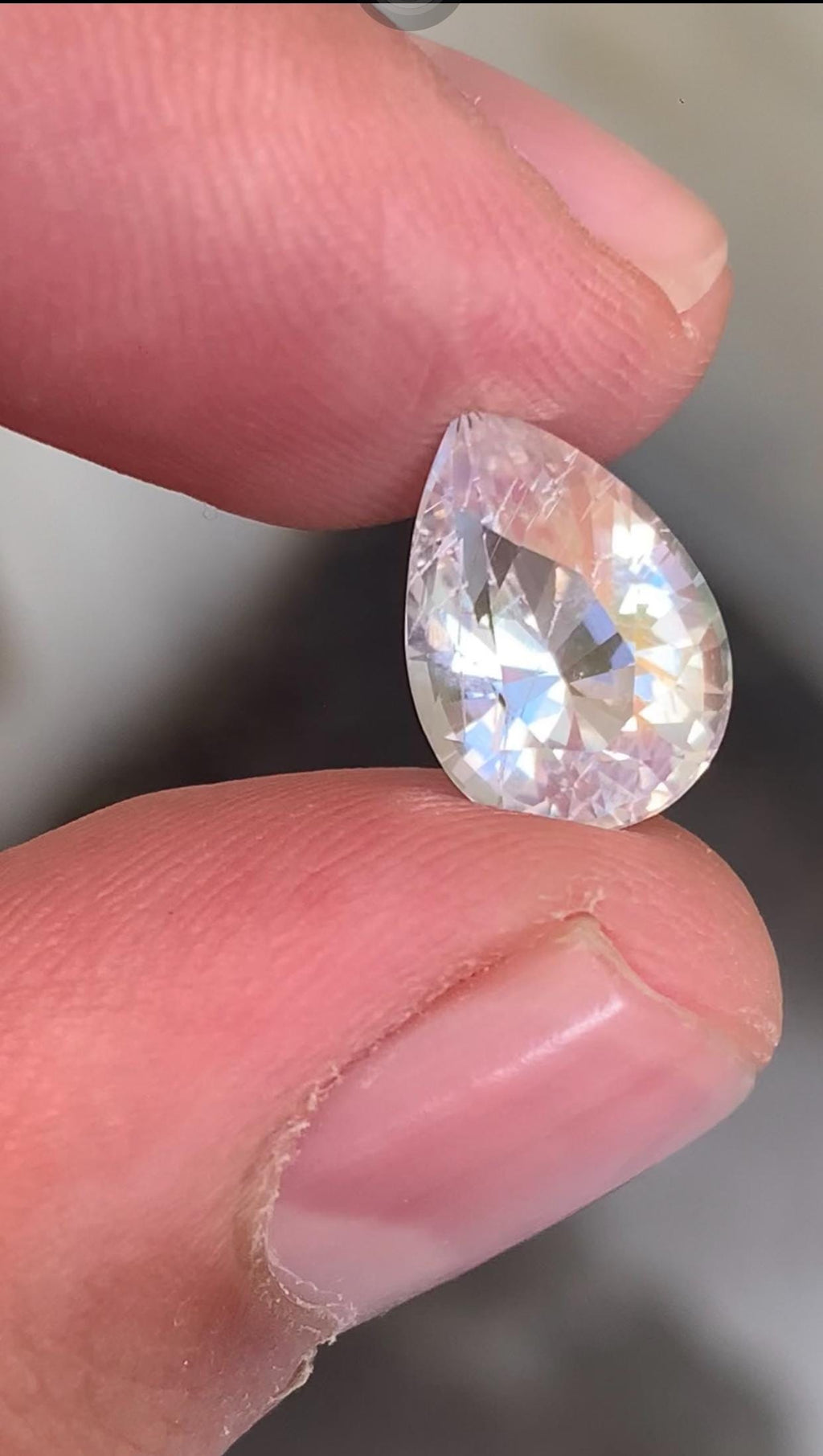 Rainbow Moonstone Pear Cabochon: Faceted Gemstone, 4.25 CT, Madagascar Origin