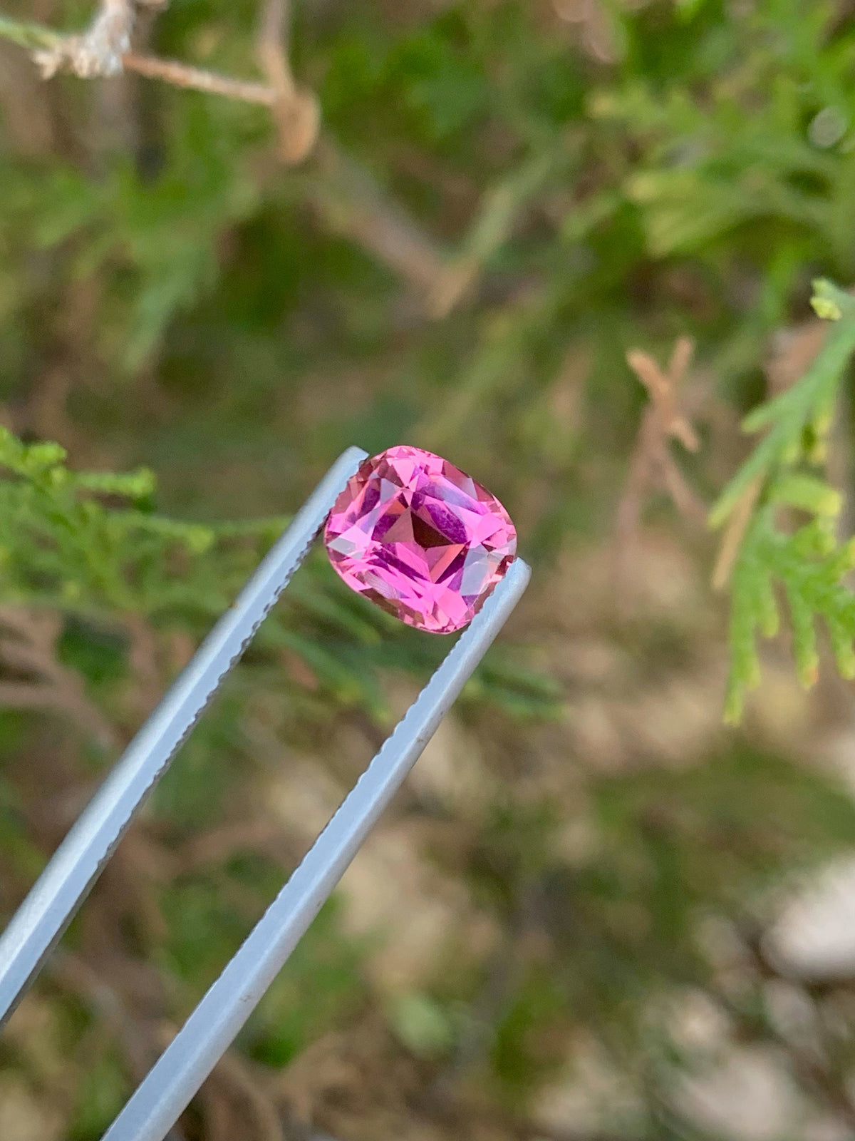 Natural Pink Tourmaline Gemstone: Faceted Cushion Cut, 1.70 CT