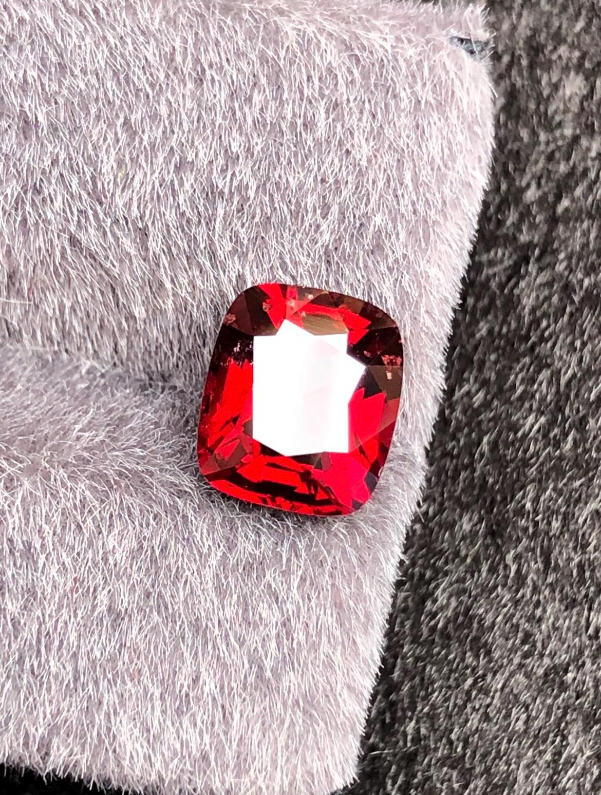 Vivid Red Spinel 3.03ct  Radiant Cushion Cut - Burma Gemstone Loose Stone