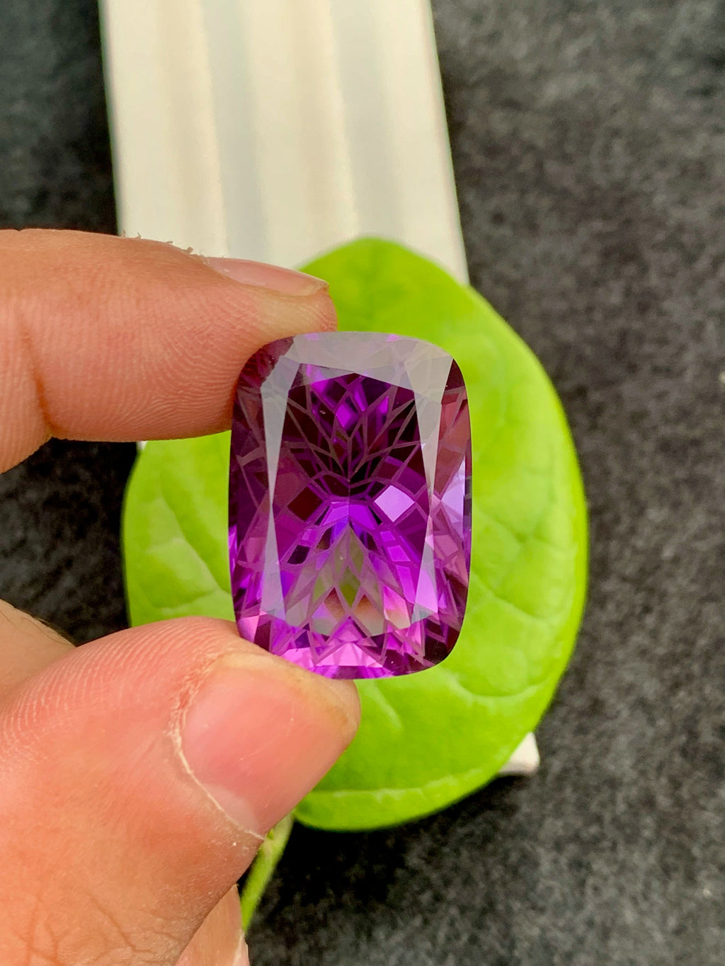 Precision Flower Cut Amethyst Loose Gemstone Big Size - 31.25 Carats