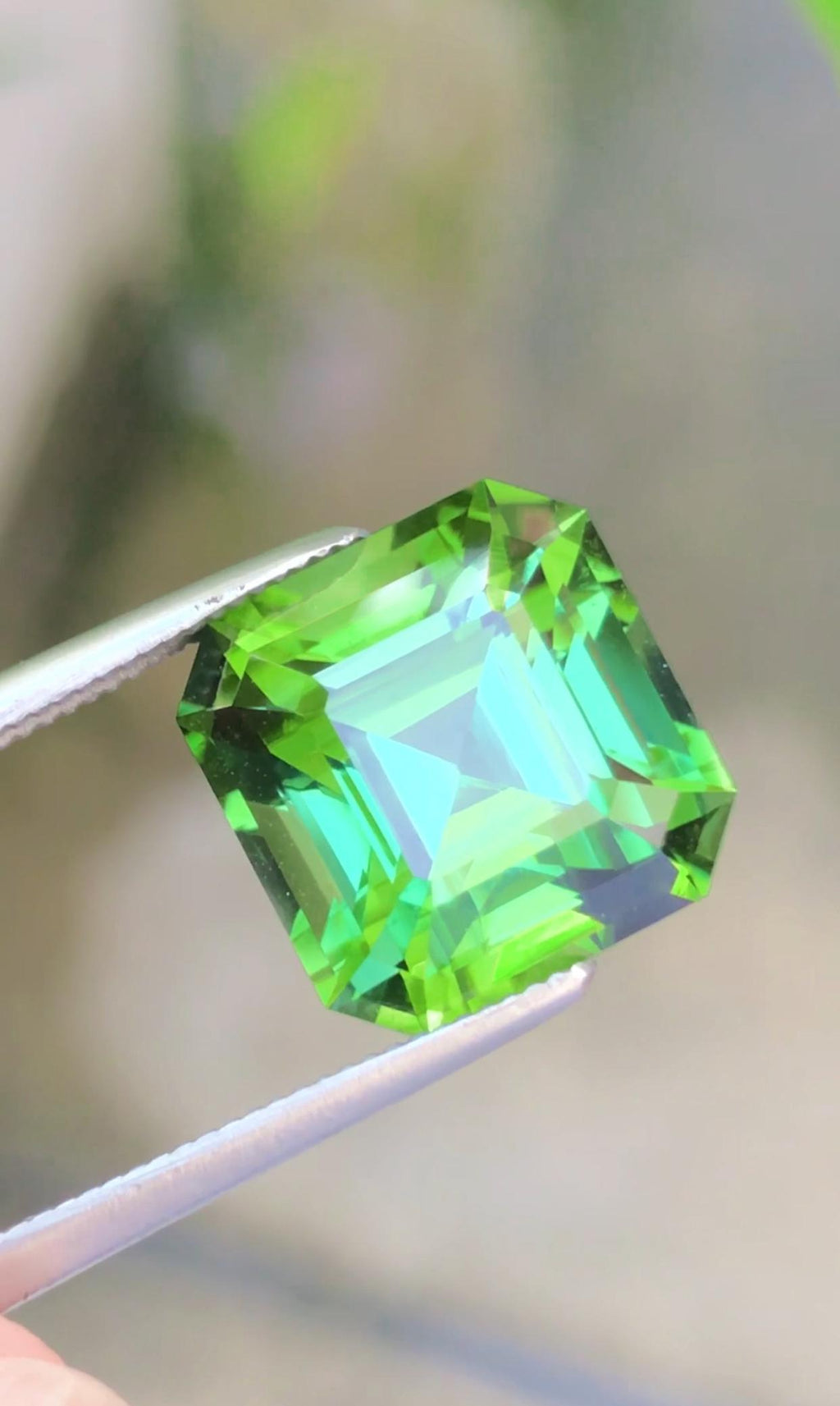 Magestic Asscher Cut Mint Green 8.10 Cts Tourmaline,Rare & Elegant Gem