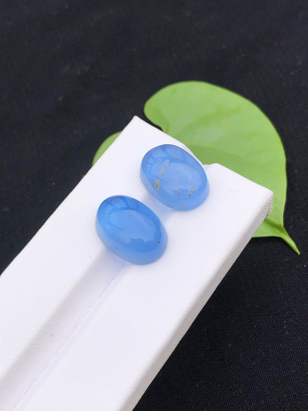 Santa Maria Aquamarine Cabochon Pair: Deep Blue Gemstone, 17.6 Carat