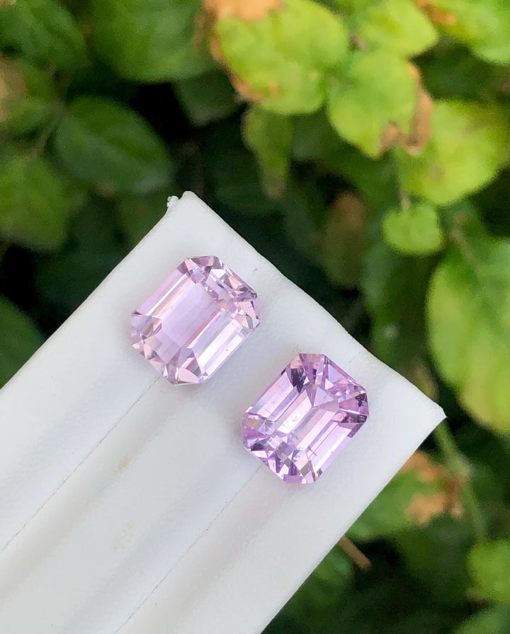 Pink Kunzite Pair 18.15ct Asscher Octagonal Cut – Matching Afghan Gemstones