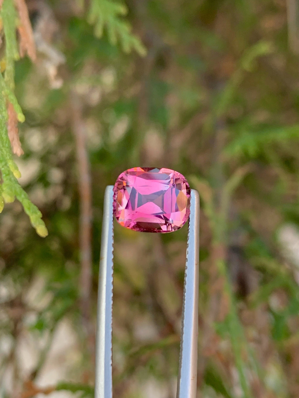 Pink Tourmaline Gemstone: 2.85CT Faceted Cushion Cut, October Birthstone