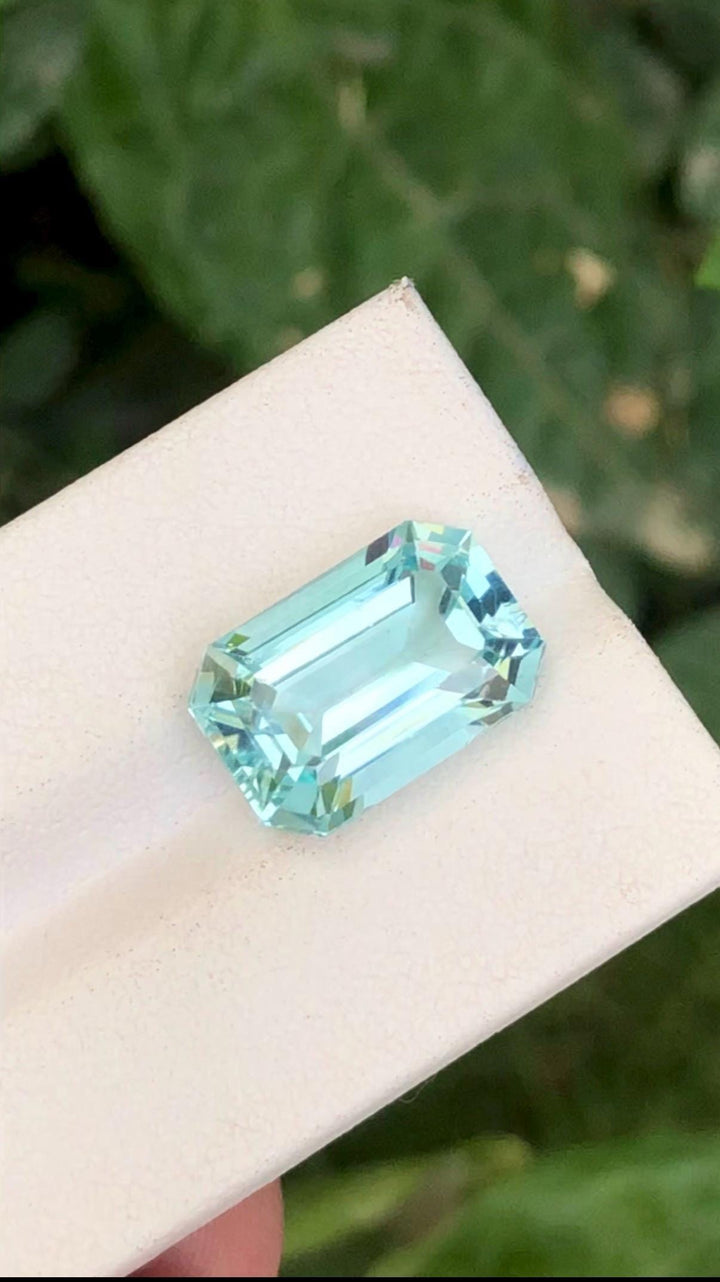 Natural Aquamarine 8.95ct Emerald Cut Gemstone from Skardu Pakistan – Sky Blue Collector’s Gem