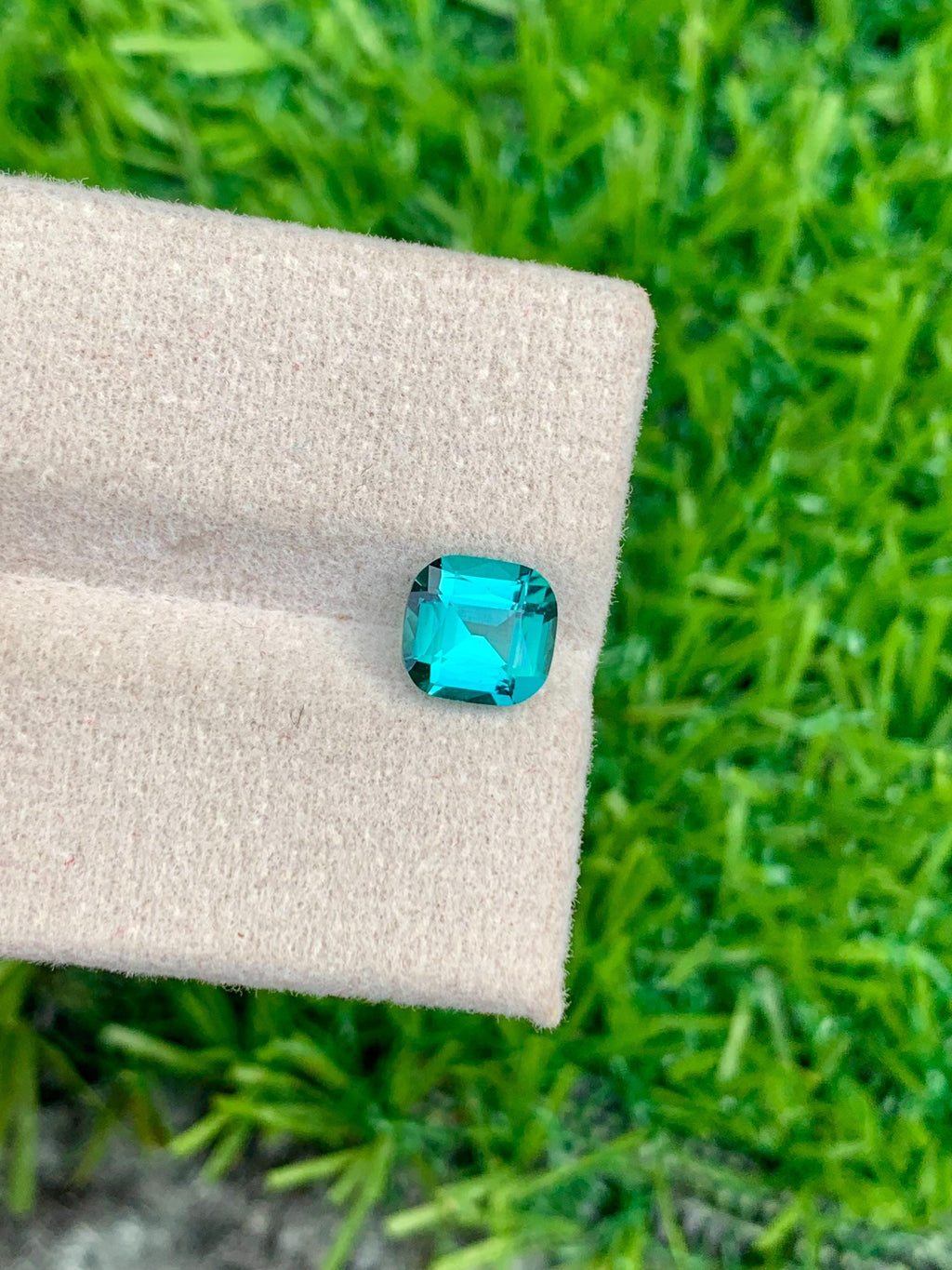 Blue Lagoon Tourmaline Stone: 1.25 CT Faceted Cushion Cut Gemstone