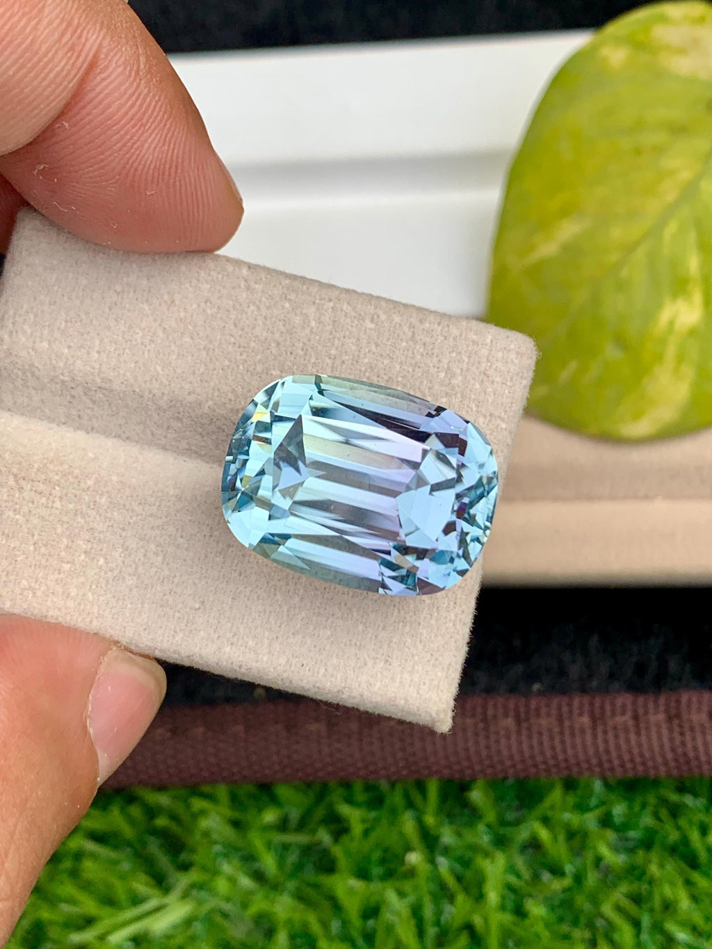 Aqua Kunzite Gemstone: 38.50 CT Cushion Cut, VVS Clarity