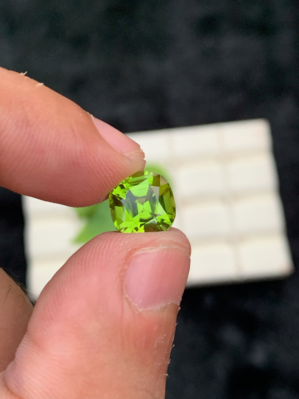 Natural Olive Green Peridot Gemstone: Cushion Cut, 3.75 CT