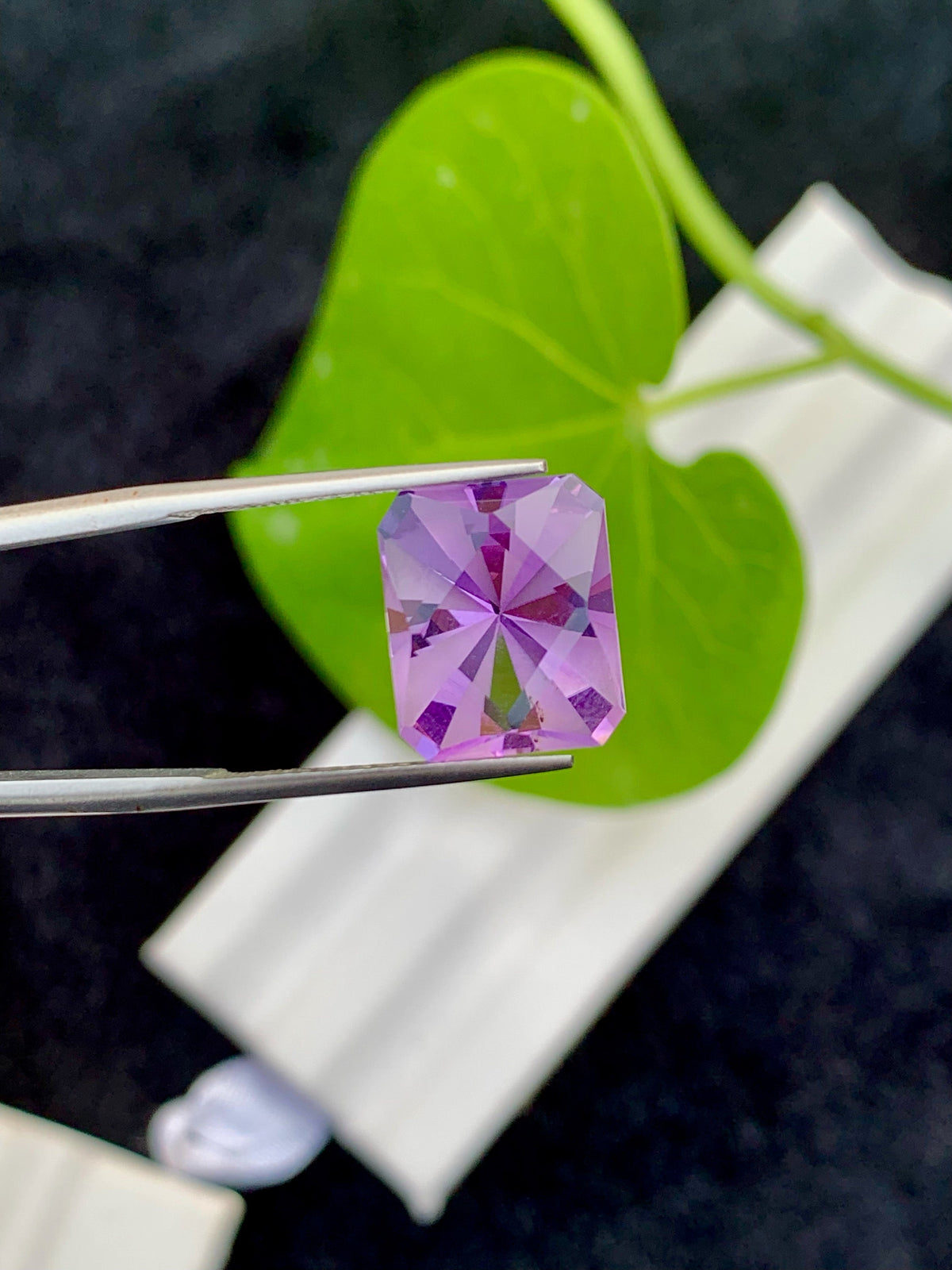 Violet Purple Amethyst Gemstone: Custom Cut Rectangle, 6.80 CT