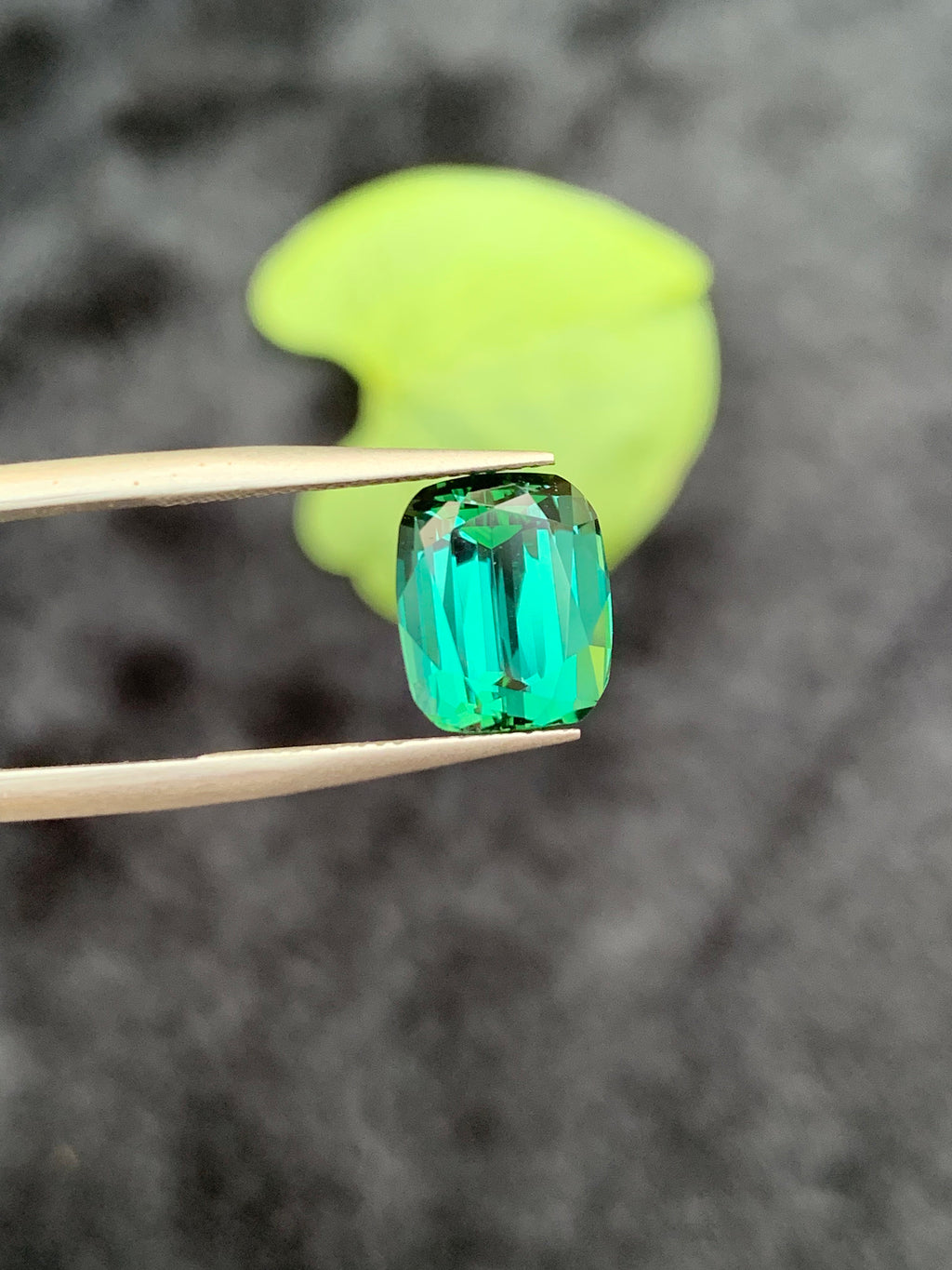 Bluish Green Tourmaline Gemstone: 4.60 CT Faceted Long Cushion Cut