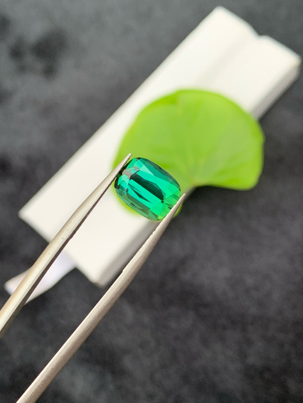 3.35 CT Bluish Green Tourmaline Gemstone: Cushion Cut, Afghanistan