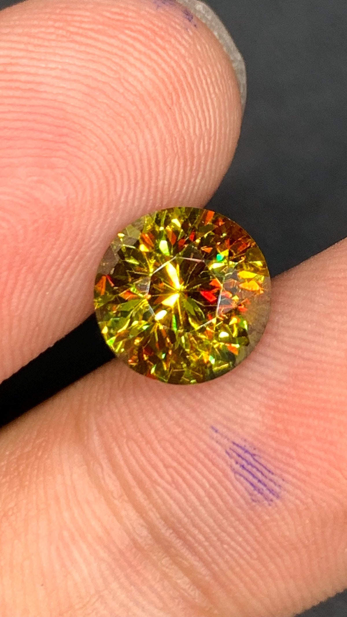 Faceted Sphene Gemstone 3.05 CT: Round Cut Titanite, Himalayan Origin