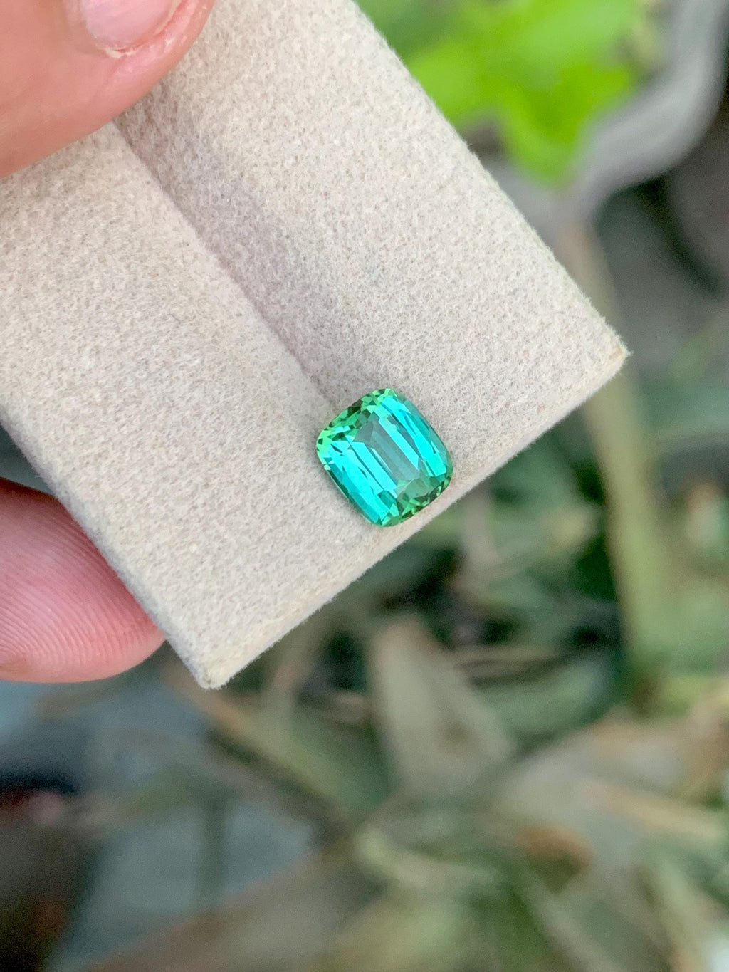 1.90 CT Natural Blue Green Tourmaline Gemstone: Cushion Cut Ring Stone