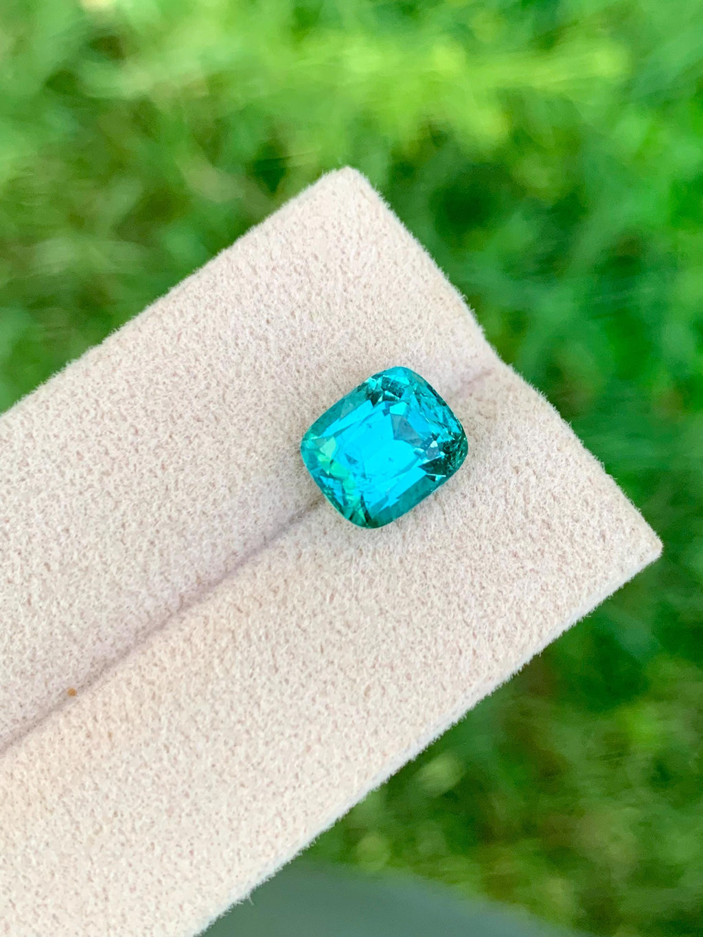 Lagoon Blue Tourmaline Gemstone: Cushion Cut October Birthstone, 3.95 CT