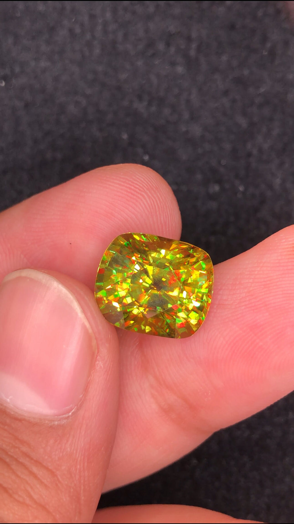 11.80 CT Green Sphene Loose Gemstone: Cushion Cut Titanite, August Birthstone