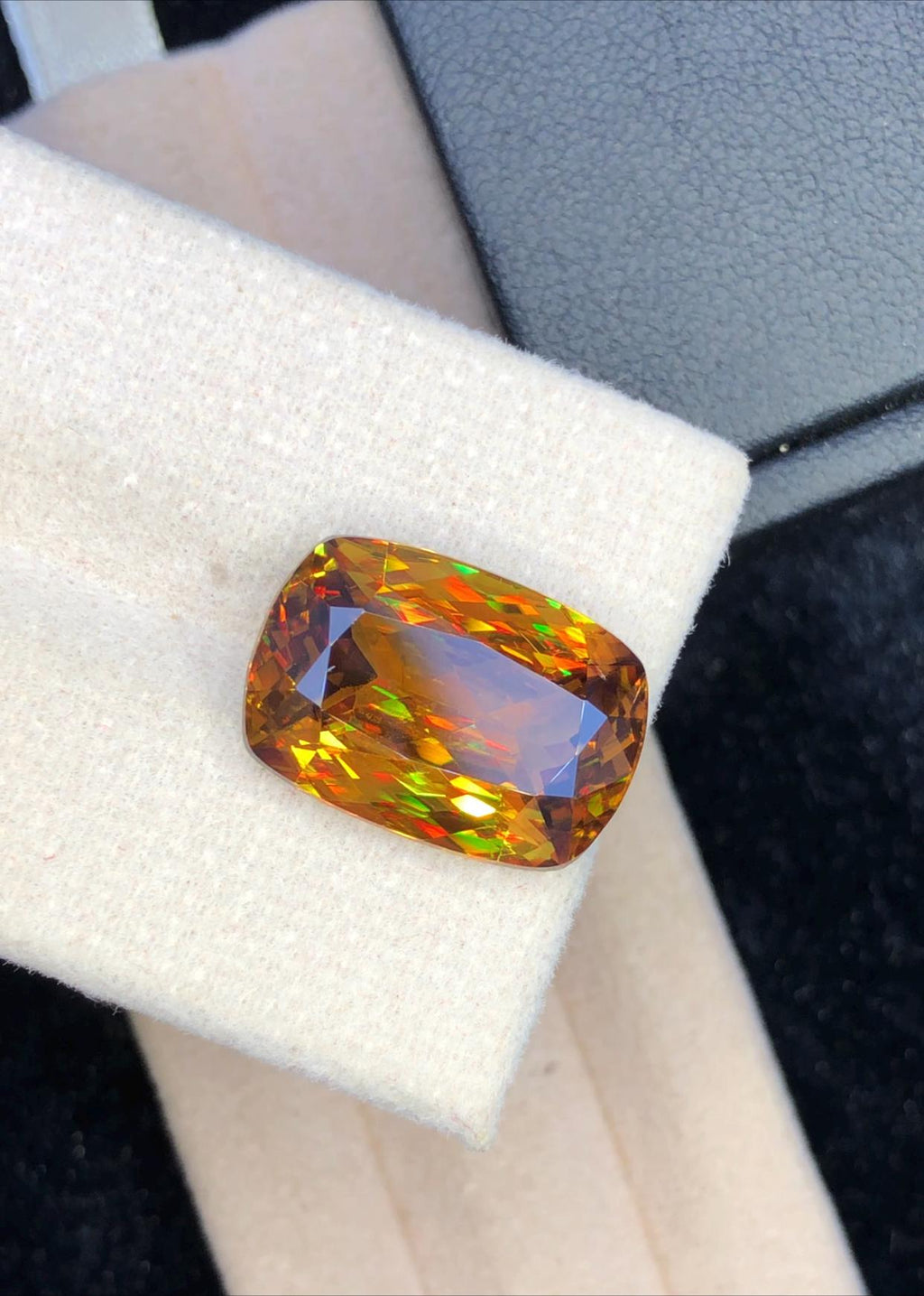 11.75 CT Cushion Cut Sphene Gemstone: Rare Trichroic Titanite, Zagi Mine