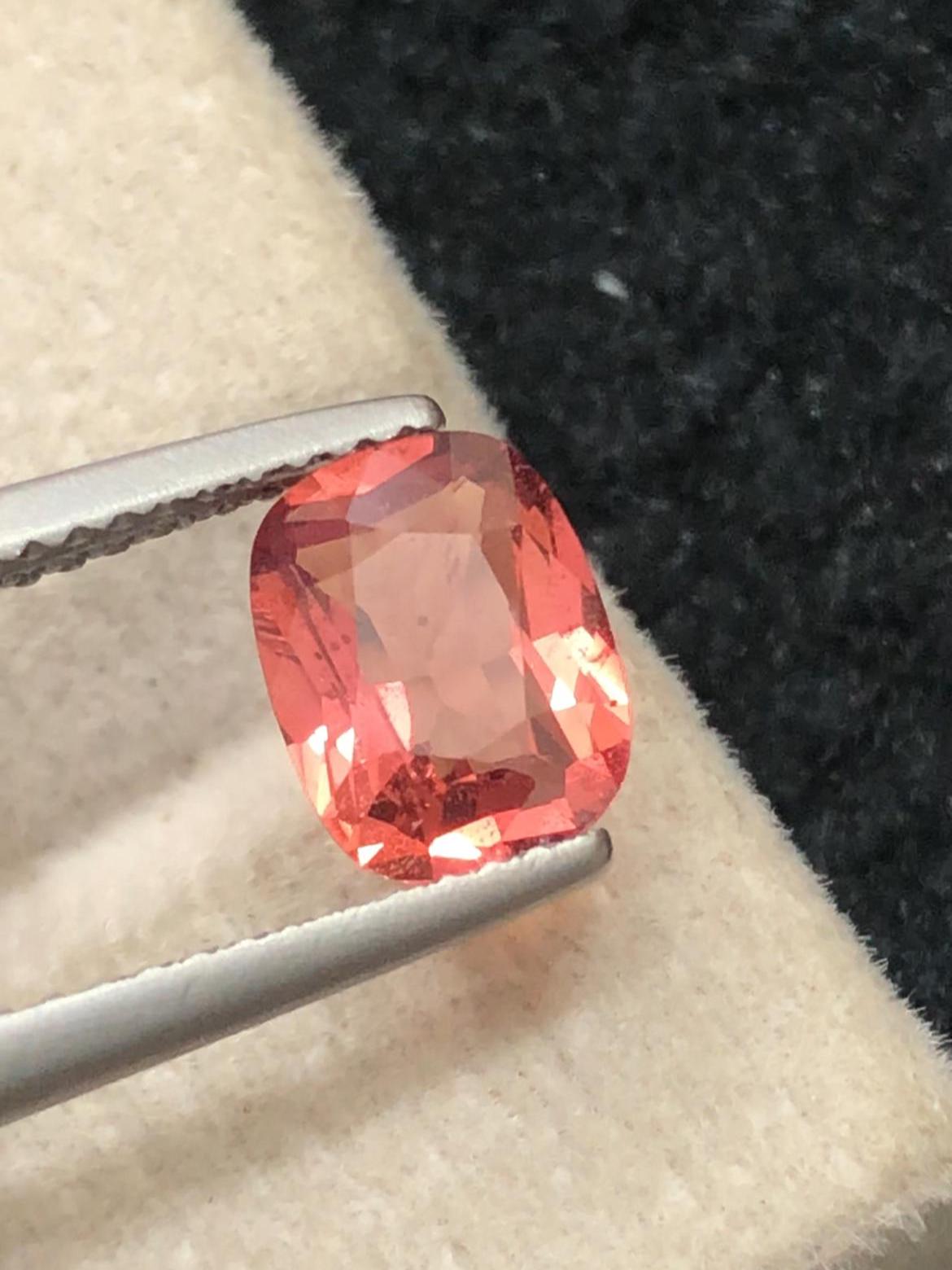 Padparadscha Sapphire 1.53ct Cushion Cut – Sunrise Peach-Pink Brilliance (GRS Certified)
