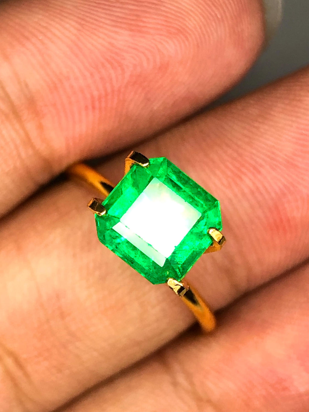 Rare Asscher Cut Vivid Green Top Top Grade Zambian Emerald,2.63 Cts Beauty