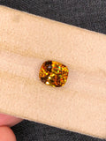 3.25 CT Cushion Cut Sphene Gemstone: Yellow-Red Trichroism