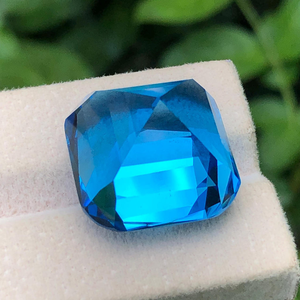 Electric Blue Topaz 53.25 Carat Cushion Cut Gemstone from Skardu, Pakistan – 20x19x16mm