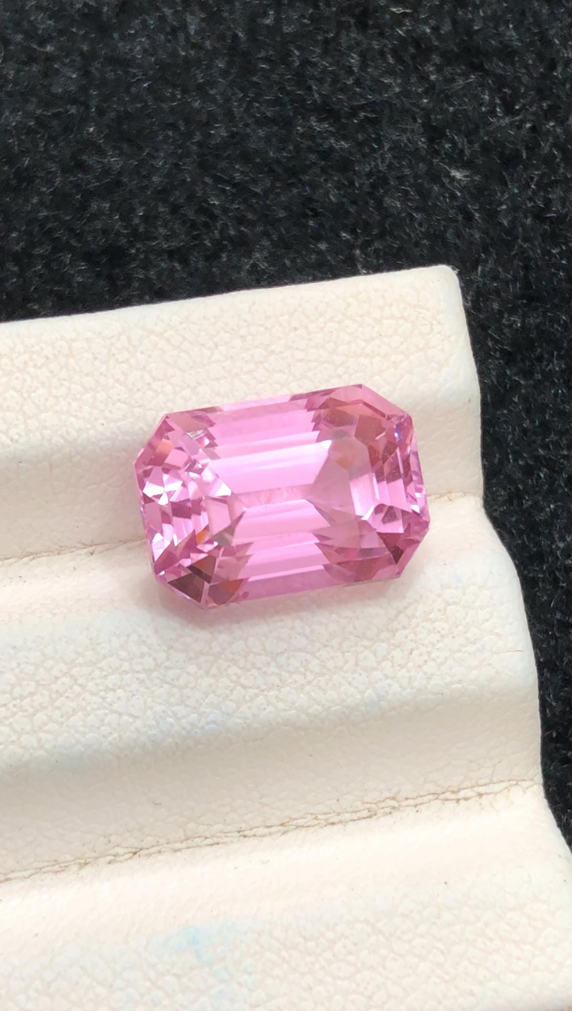 Pink Kunzite 7.55ct Emerald Cut Gemstone from Afghanistan – Elegant Pink Collector’s Gem