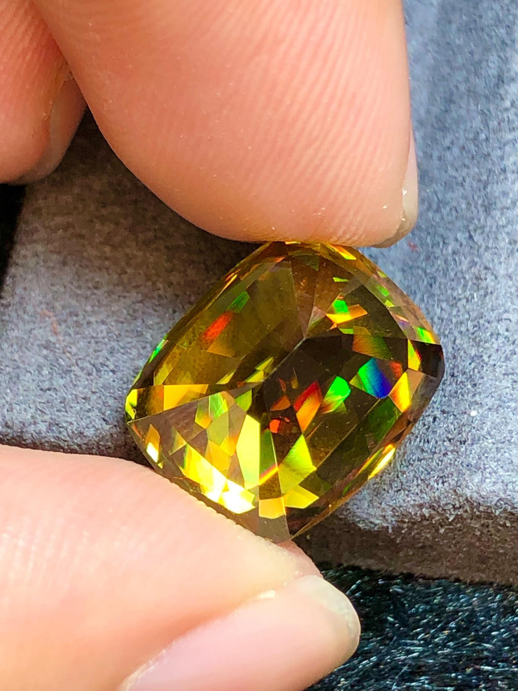 Primum Quality  Cushion Cut Sphene Gemstone: Greenish Yellow Titanite, August Birthstone