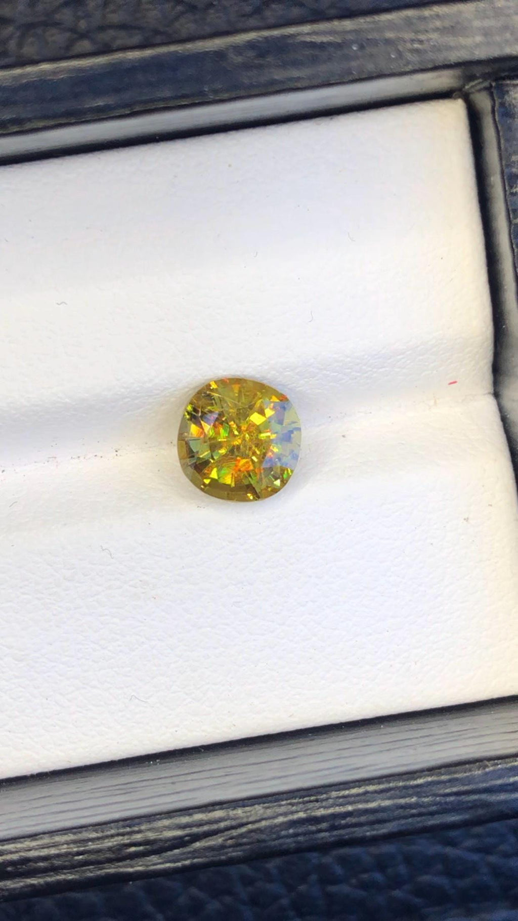 Natural Fire Sphene Gemstone: Round Faceted Titanite, 1.95 CT